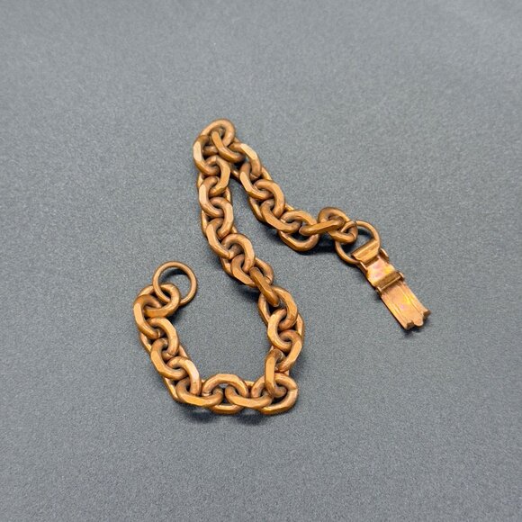 Vintage Solid Copper Chain Link Bracelet With Hook Clasp 6 3/4" - Picture 8 of 12